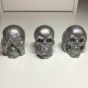 Glittery Three Wise Skeleton Heads- See, hear, speak no evil